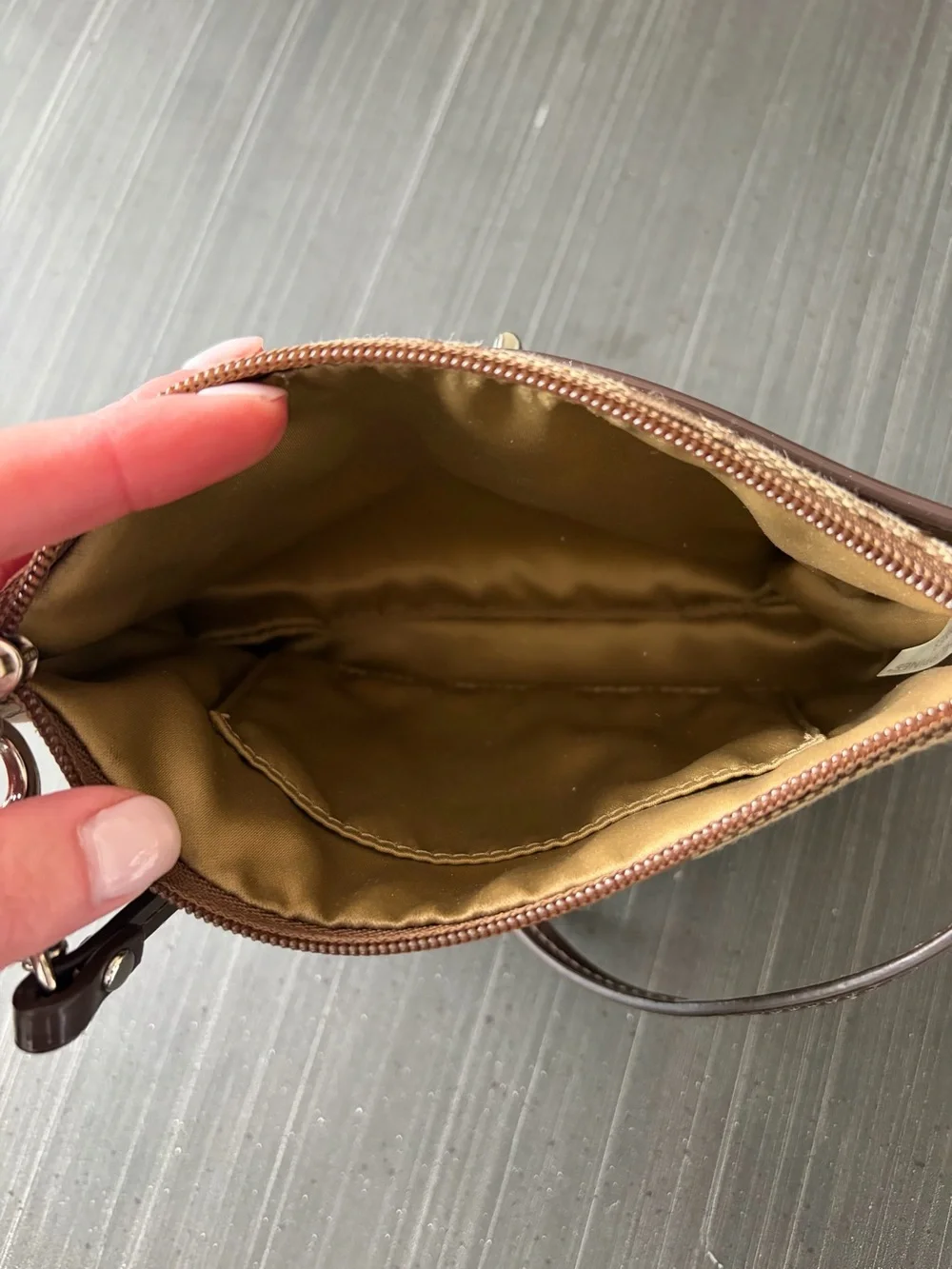 Coach Signature Brown Canvas Wristlet with Turnlock - Picture 4 of 4